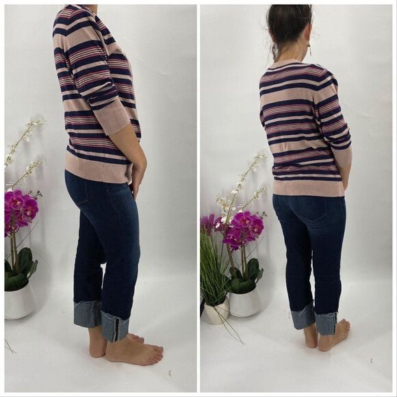Halogen Cardigan NWT Striped Blue/Coral/Pink XS - Picture 4 of 9